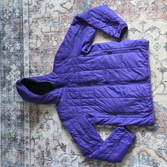 Vintage y2k Nike Reversible Hooded Quilted Puffer Jacket  Black Purple Sz LG - Picture 4 of 16